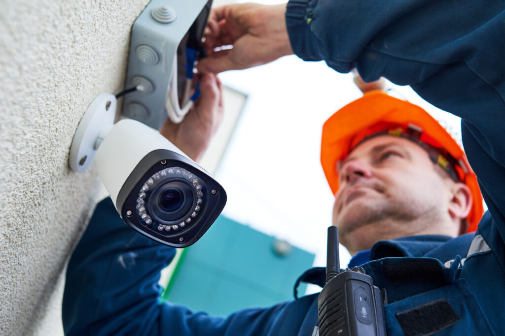 Man installing CCTV