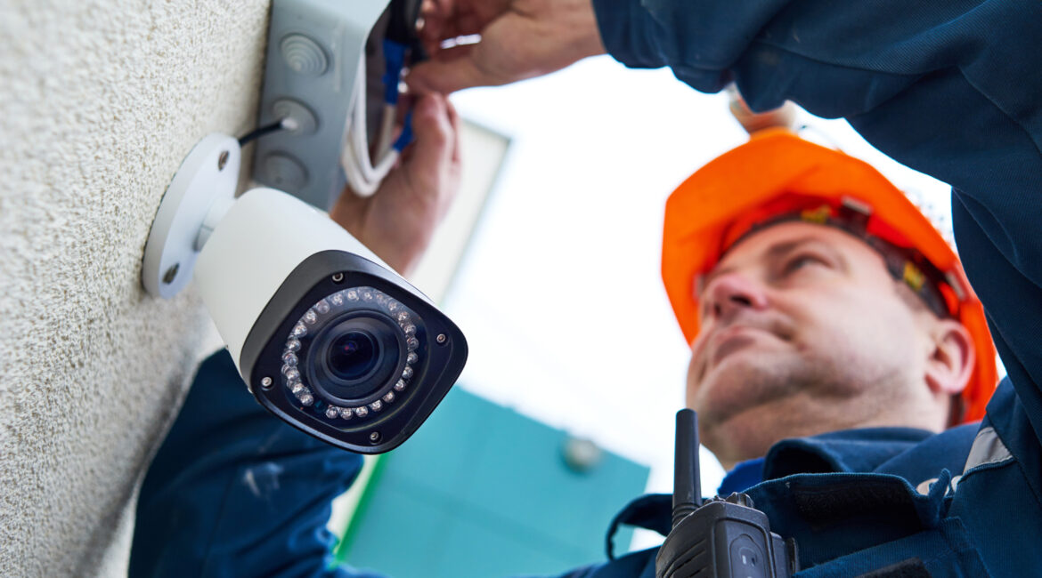 Man installing CCTV