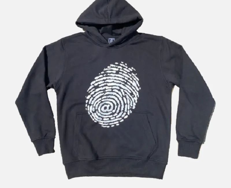 Adwysd Black Fingerprint Black Hoodie