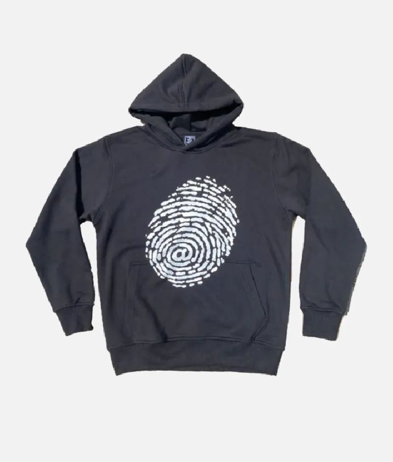 Adwysd Black Fingerprint Black Hoodie