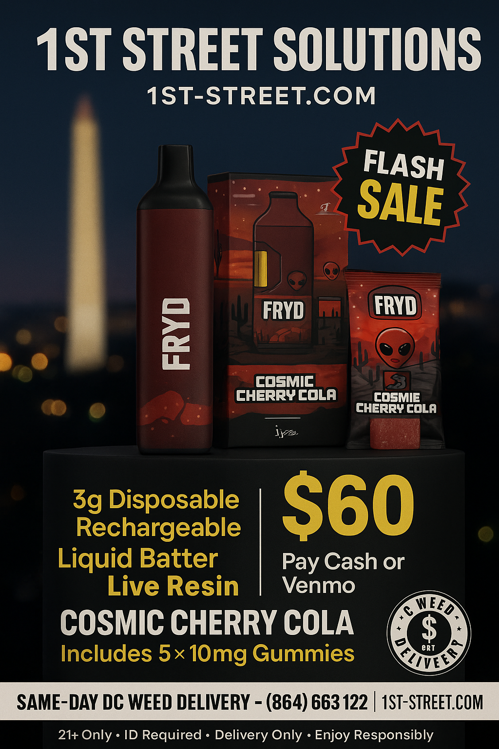 Cosmic Cherry Cola 3g live resin rechargeable disposable — DC weed delivery