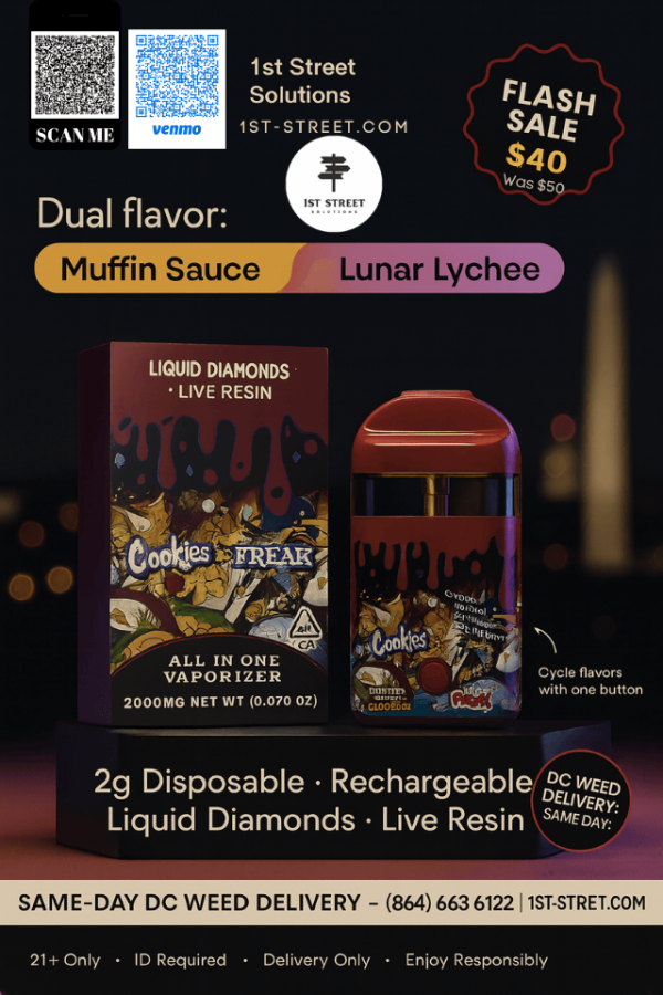 Cookies x The Freak Brothers dual-flavor live resin pen — Muffin Sauce / Lunar Lychee