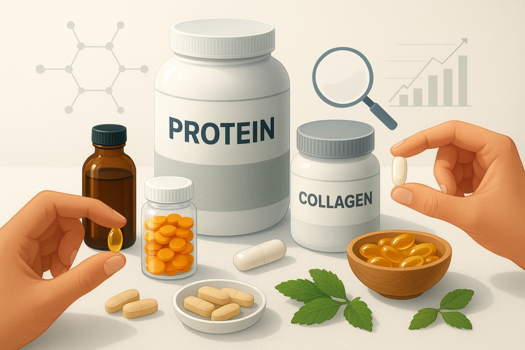 Dietary supplement capsules with protein and collagen