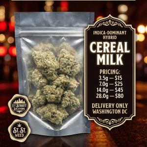 Cereal Milk cannabis buds in mylar bag 1st Street Solutions DC Weed Delivery