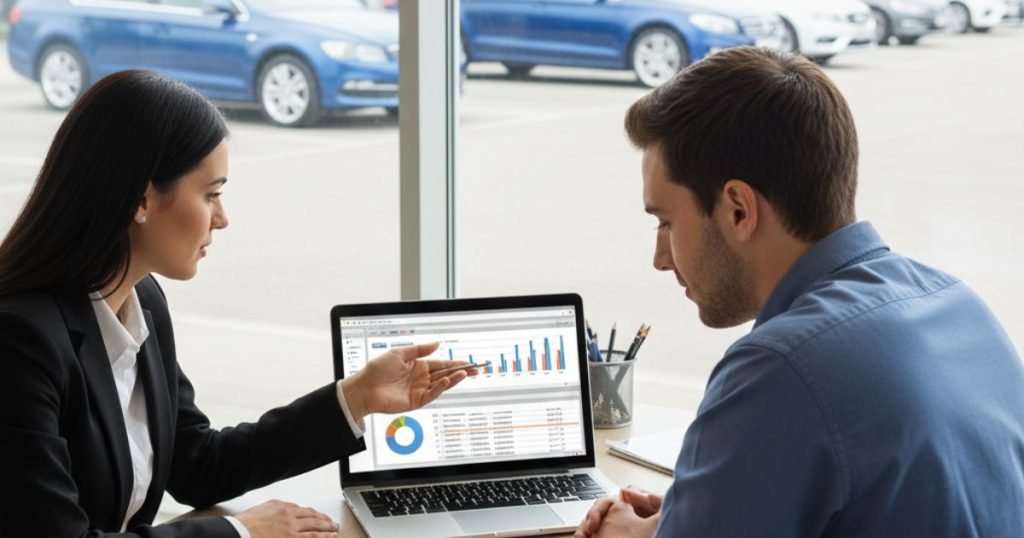 UK car buyer reviewing car financing options with adviser to avoid common mistakes