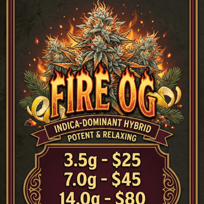 Fire OG Premium Indica Hybrid - 1st Street Solutions DC Weed Deliver