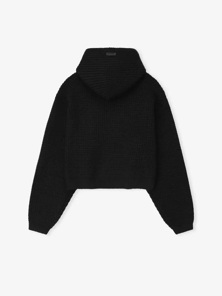 Essentials Womens Heavy Waffle 90s Hoodie Vintage Black