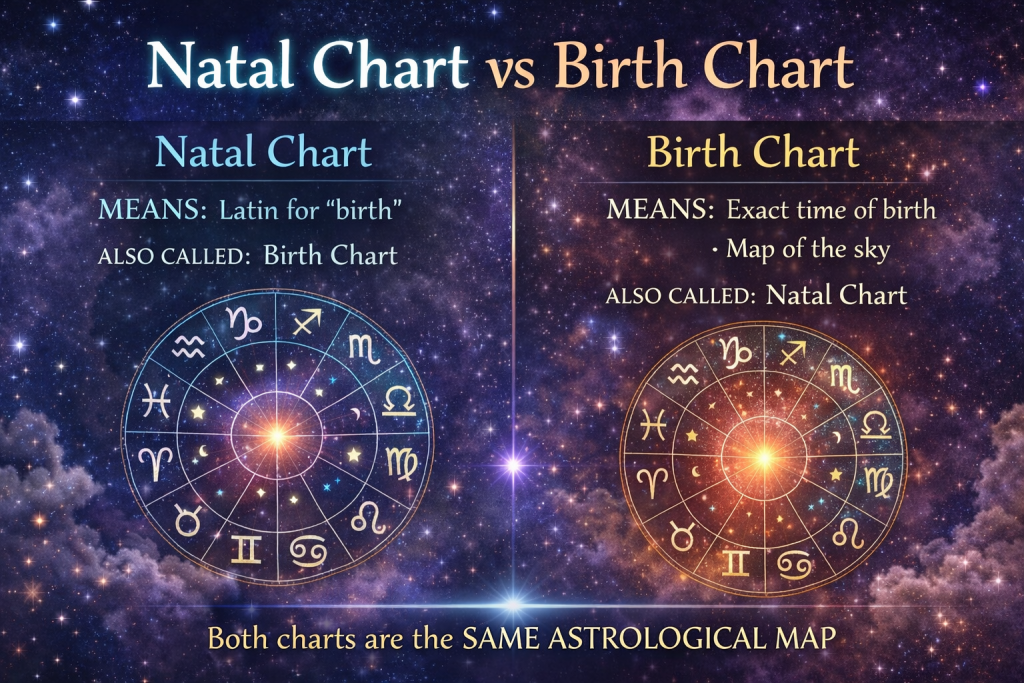 natal chart vs birth chart astrology comparison diagram