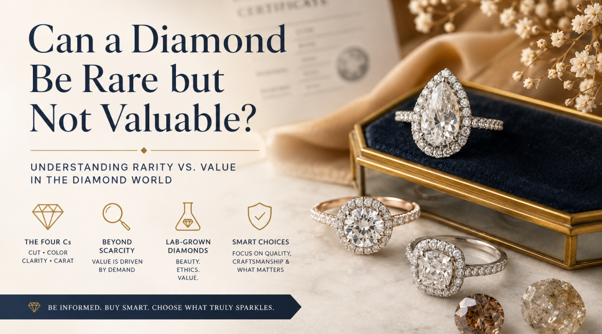 Diamond can be rare bu not valuable.