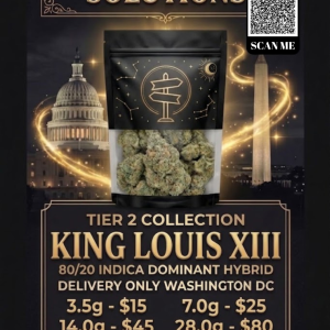 King Louis XIII strain buds ready for DC weed delivery by 1st Street Solutions.