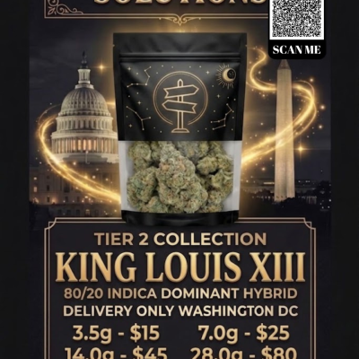 King Louis XIII strain buds ready for DC weed delivery by 1st Street Solutions.